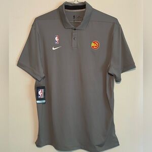 NWT Atlanta Hawks Nike DriFit Polo Size Large Gray Short Sleeve Standard Fit NBA